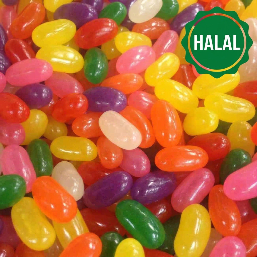A close-up image of colorful jelly beans in various colors including yellow, green, pink, purple, and orange.